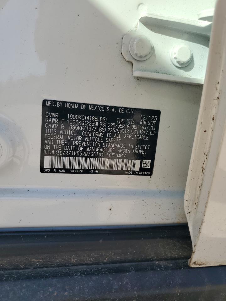 2024 HONDA HR-V SPORT VIN:3CZRZ1H55RM736701