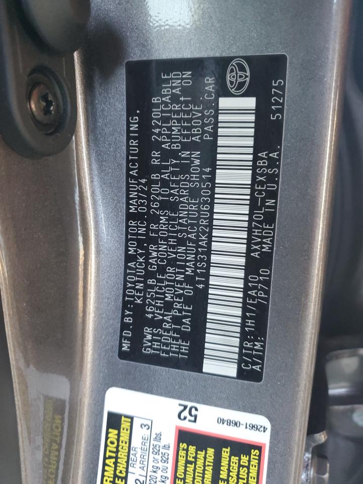 2024 TOYOTA CAMRY SE NIGHT SHADE VIN:4T1S31AK2RU630514