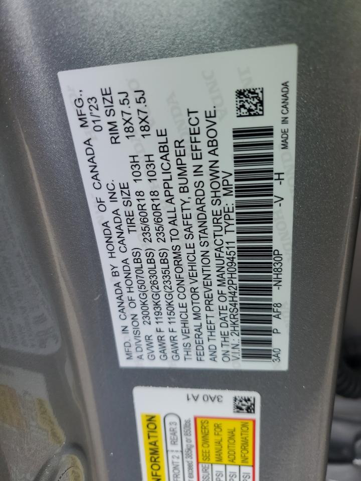 2023 HONDA CR-V EX VIN:2HKRS4H42PH426771