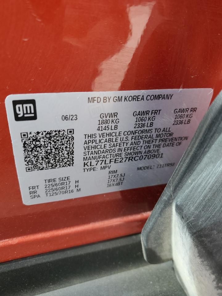 2024 CHEVROLET TRAX LS VIN:KL77LFE27RC070901