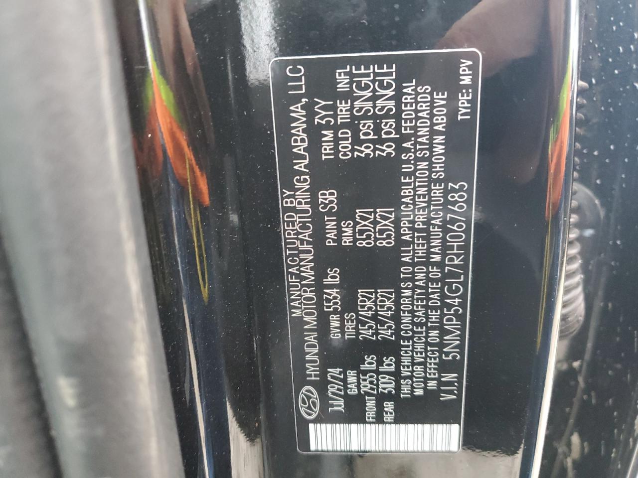 2024 HYUNDAI SANTA FE CALLIGRAPHY VIN:5NMP54GL7RH067683