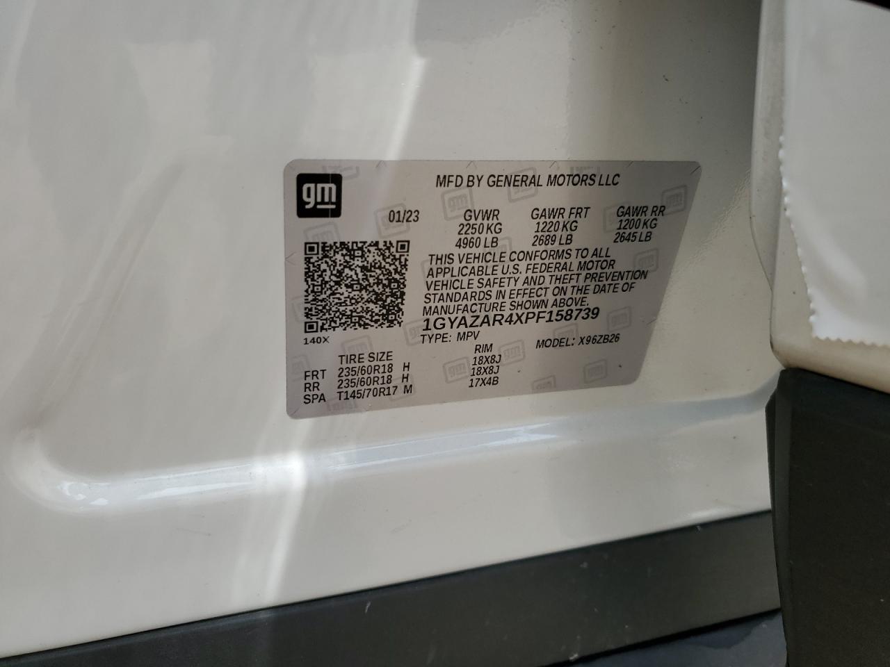 2023 CADILLAC XT4 LUXURY VIN:1GYAZAR4XPF158739