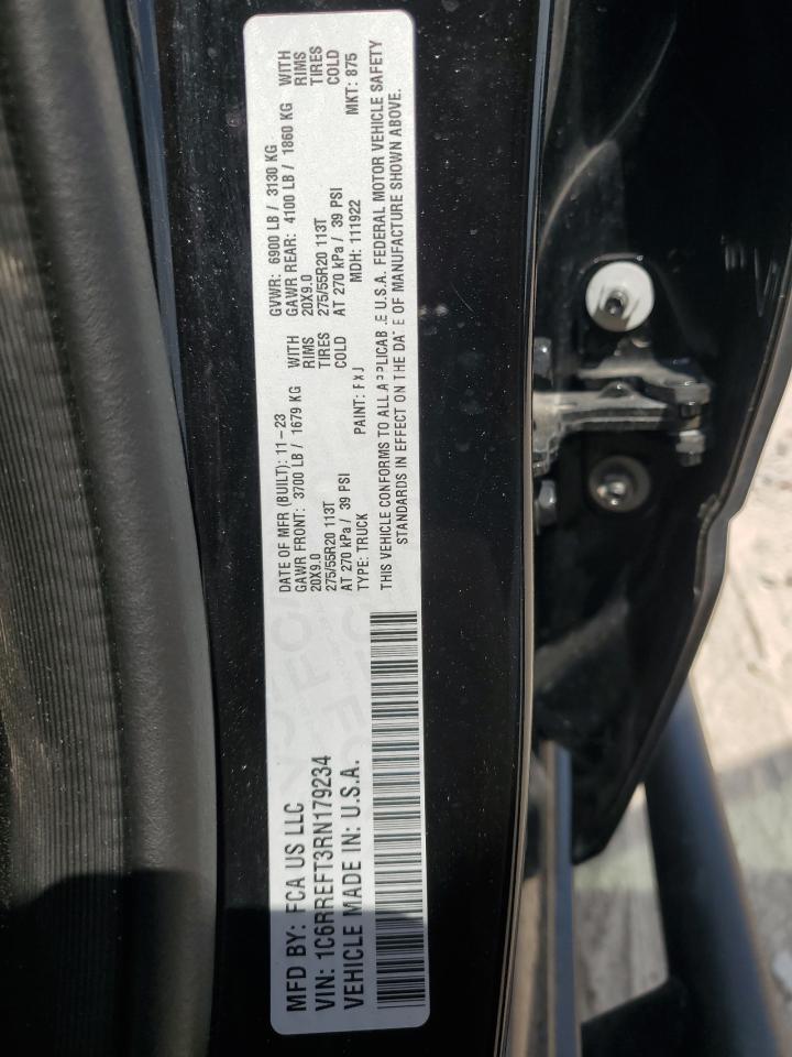 2024 RAM 1500 BIG HORN/LONE STAR VIN:1C6RREFT3RN179234