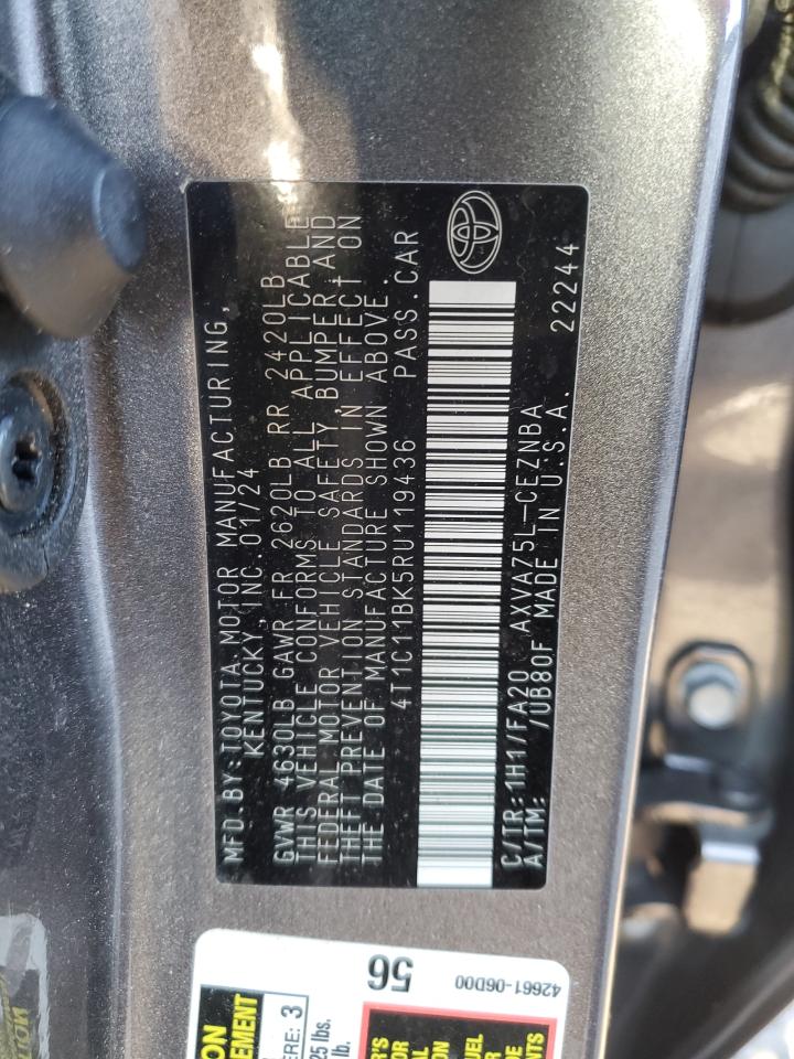 2024 TOYOTA CAMRY LE VIN:4T1C11BK5RU119436