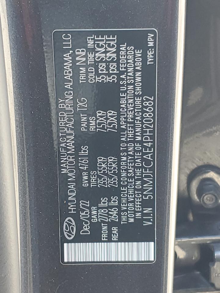 2023 HYUNDAI TUCSON SEL VIN:5NMJFCAE4PH208682