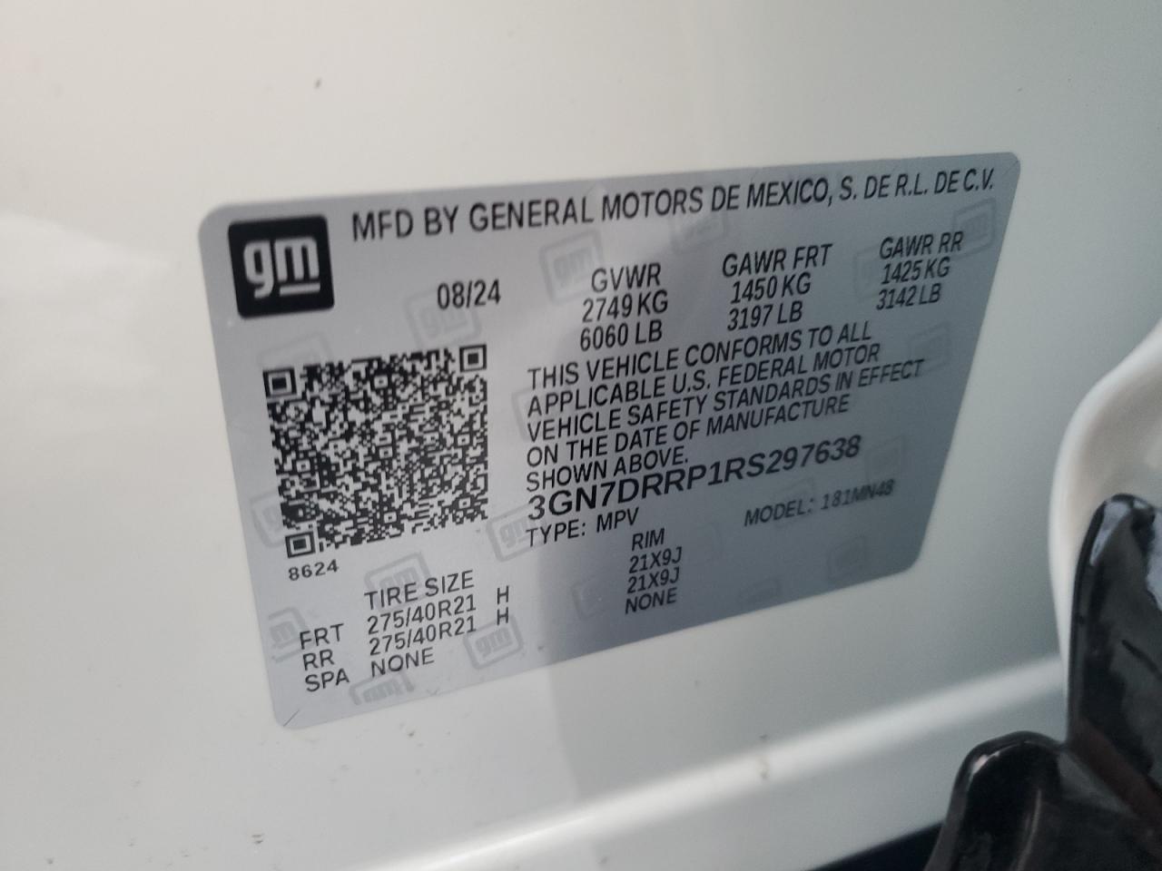 2024 CHEVROLET EQUINOX 3RS VIN:3GN7DRRP1RS297638