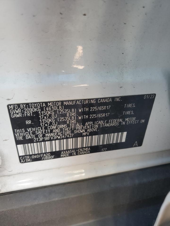 2023 TOYOTA RAV4 XLE VIN:2T3P1RFV3PW347427