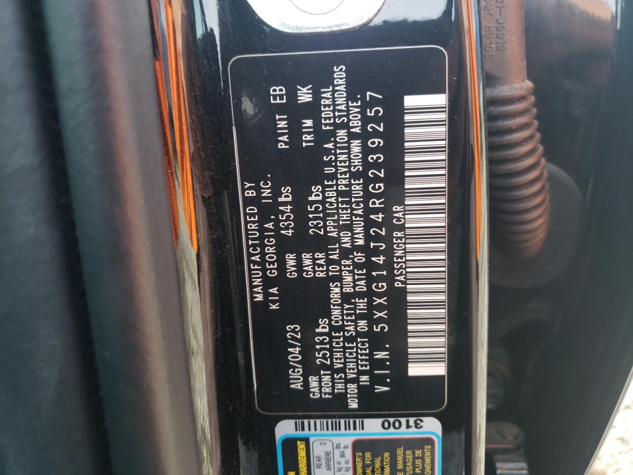 2024 KIA K5 LXS VIN:5XXG14J24RG239257