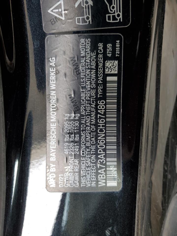 2022 BMW 430XI VIN:WBA73AP06NCH67486