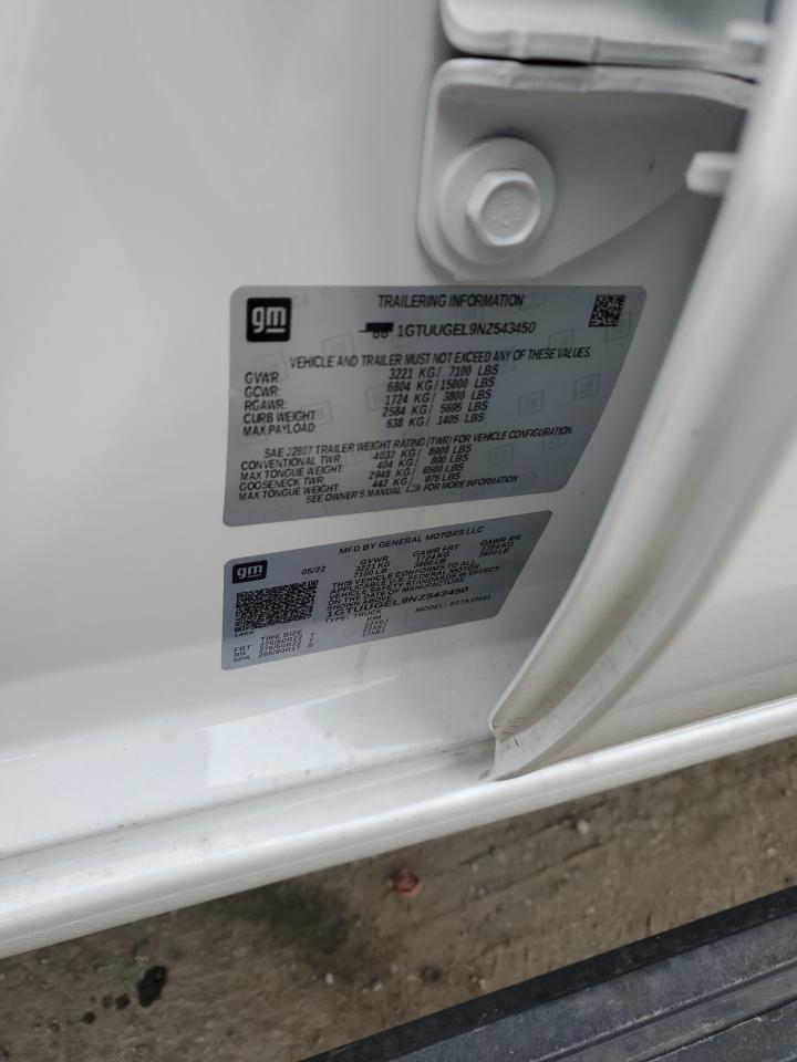 2022 GMC SIERRA K1500 DENALI VIN:1GTUUGEL9NZ543450