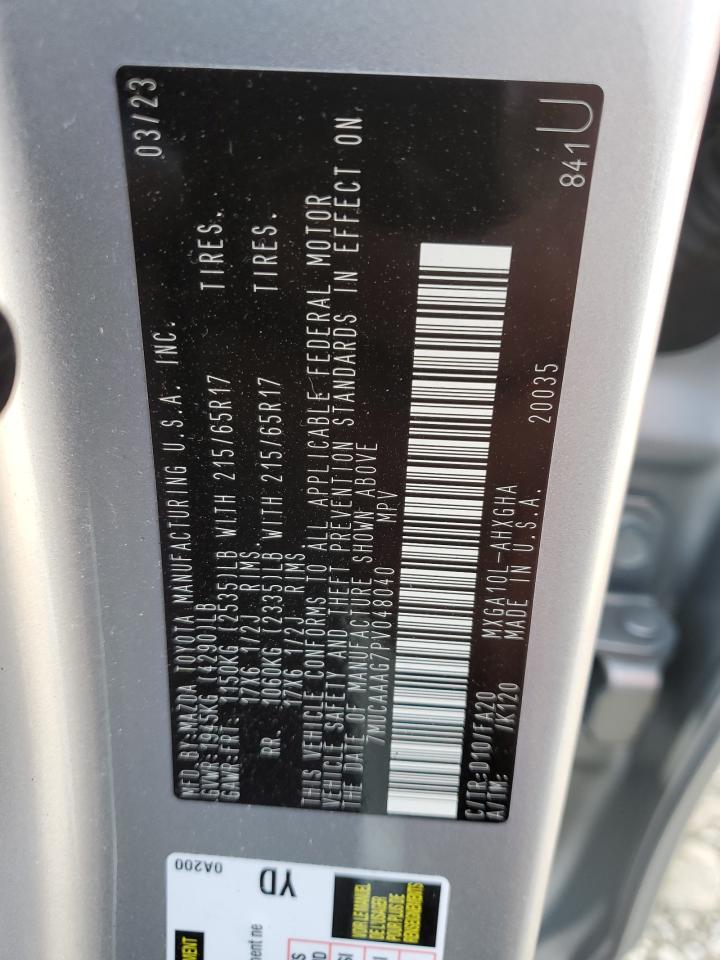 2023 TOYOTA COROLLA CROSS LE VIN:7MUCAAAG7PV048040