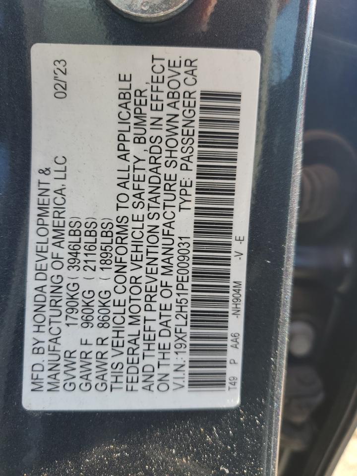 2023 HONDA CIVIC LX VIN:19XFL2H51PE009031