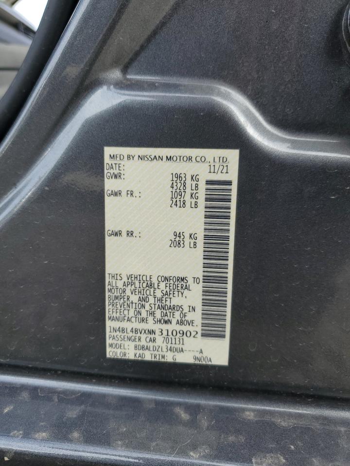 2022 NISSAN ALTIMA S VIN:1N4BL4BVXNN310902