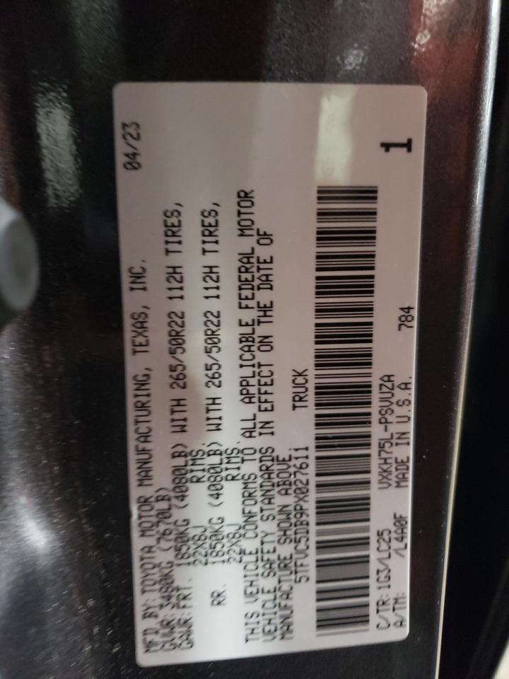 2023 TOYOTA TUNDRA CREWMAX CAPSTONE VIN:5TFVC5DB9PX027611