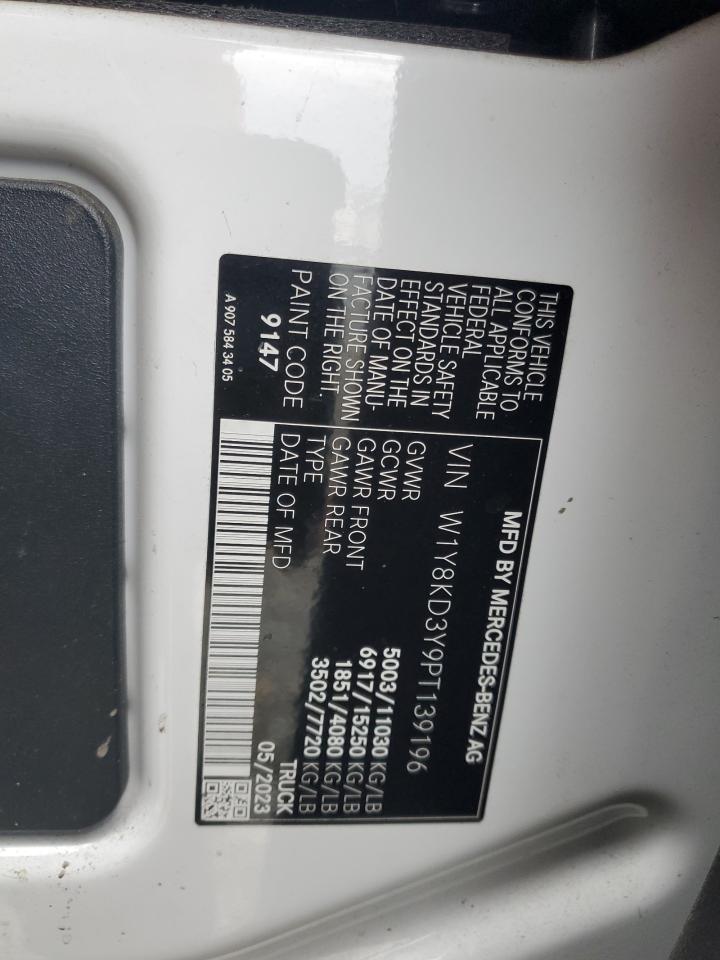 2023 MERCEDES-BENZ SPRINTER 3500 VIN:W1Y8KD3Y9PT139196