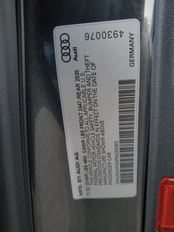 2023 AUDI A4 PREMIUM PLUS 45 VIN:WAUEAAF44PA035063