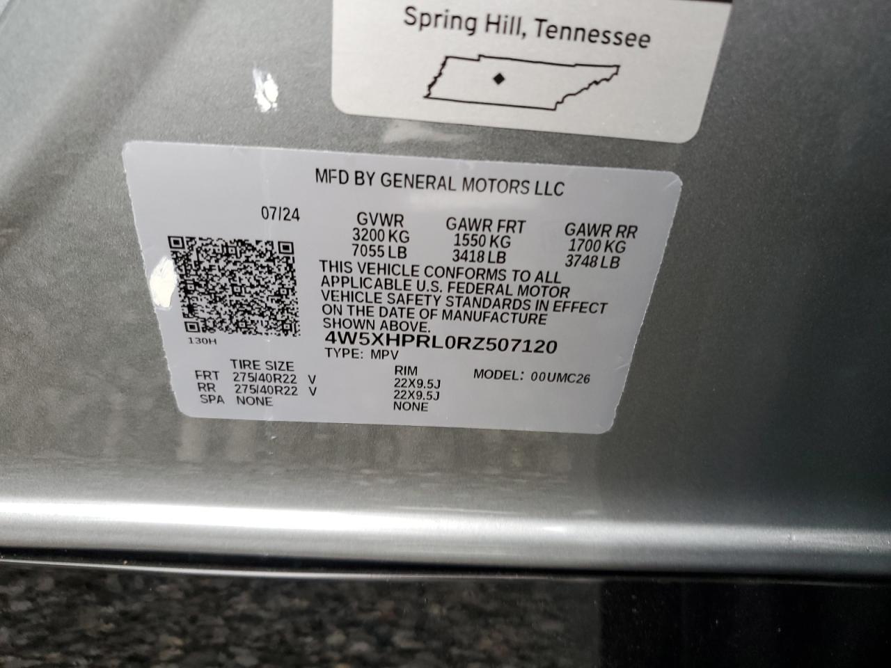 2024 ACURA ZDX TYPE-S VIN:4W5XHPRL0RZ507120