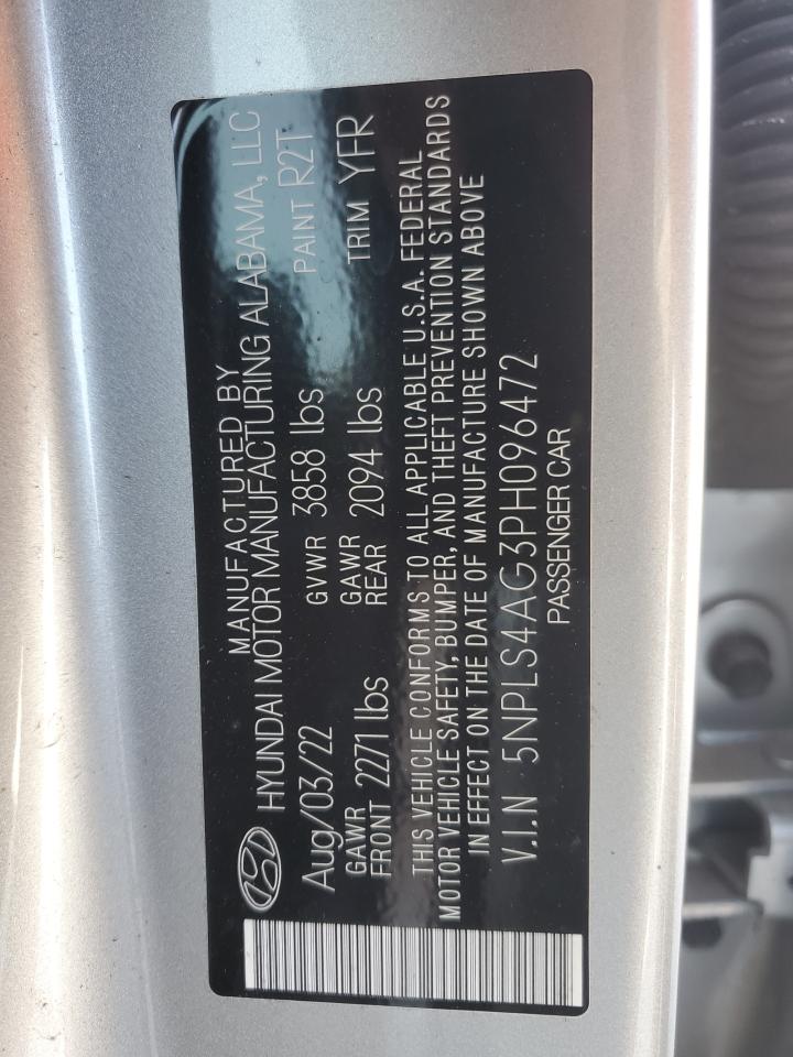 2023 HYUNDAI ELANTRA SEL VIN:5NPLS4AG3PH096472