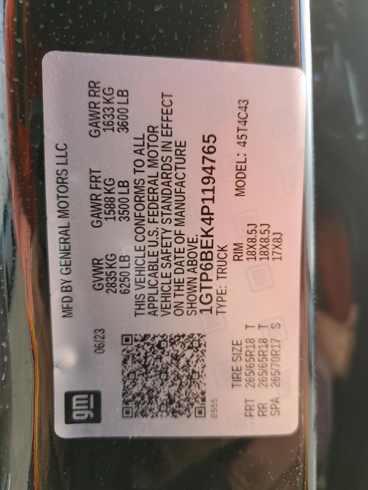 2023 GMC CANYON ELEVATION VIN:1GTP6BEK4P1194765