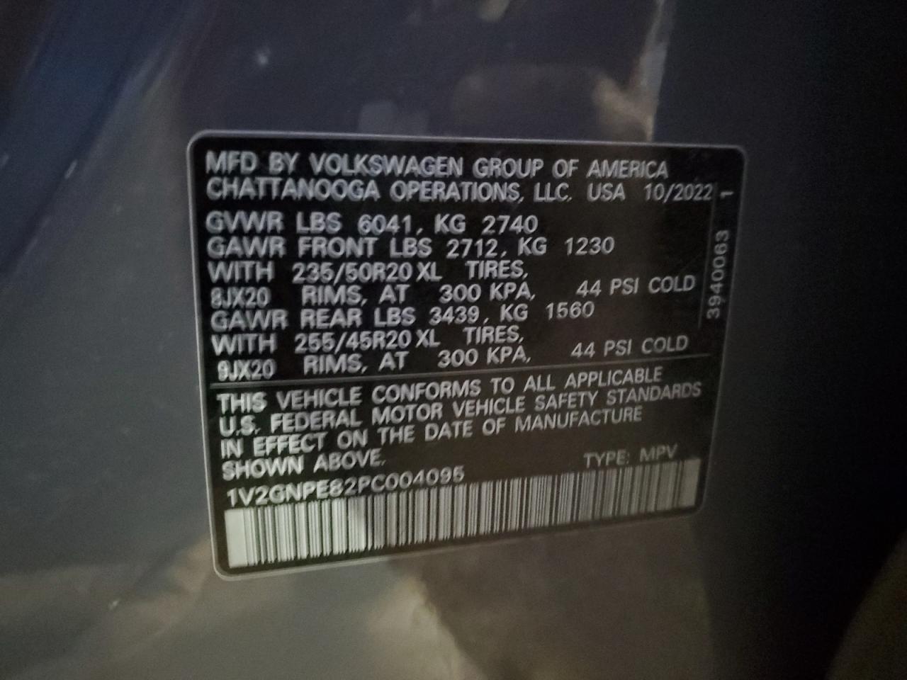 2023 VOLKSWAGEN ID.4 PRO S VIN:1V2GNPE82PC004095