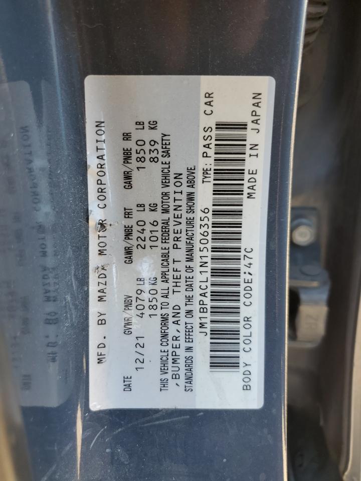 2022 MAZDA 3 PREFERRED VIN:JM1BPACL1N1506356