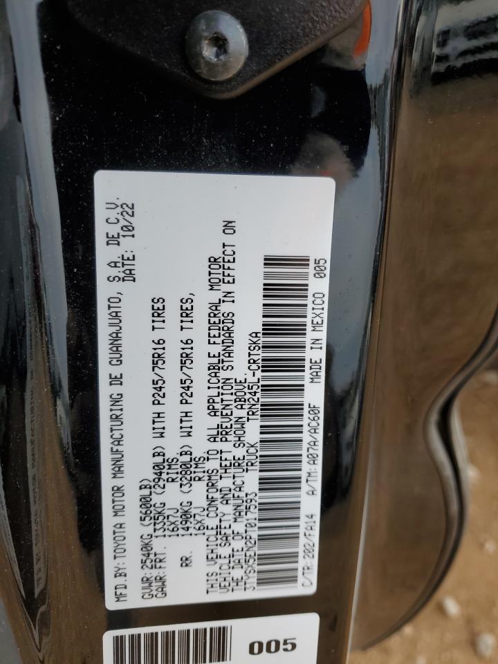 2023 TOYOTA TACOMA ACCESS CAB VIN:3TYSX5EN2PT017593