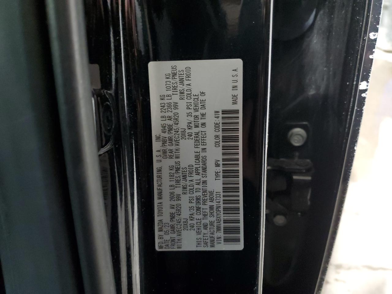 2023 MAZDA CX-50 BASE VIN:7MMVABXY0PN147331