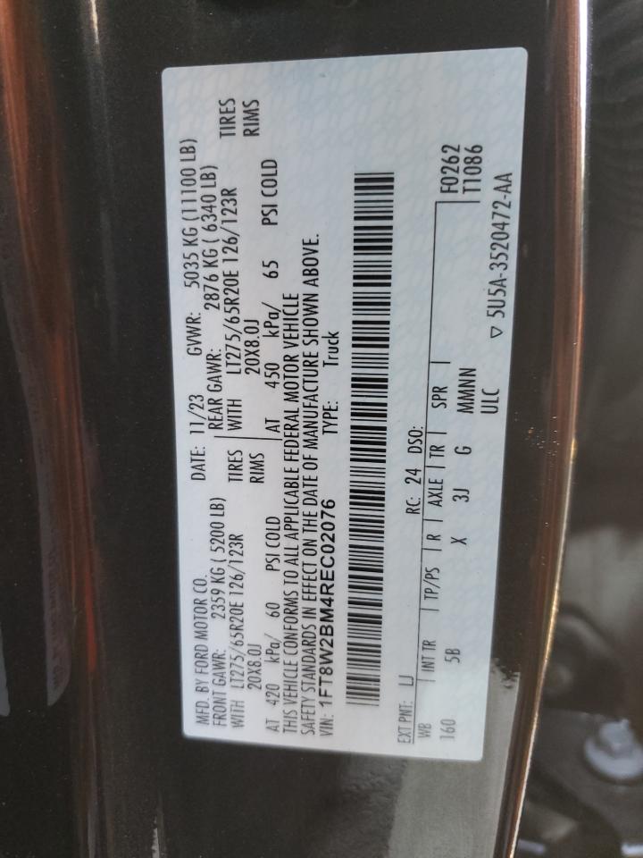 2024 FORD F250 SUPER DUTY VIN:1FT8W2BM4REC02076