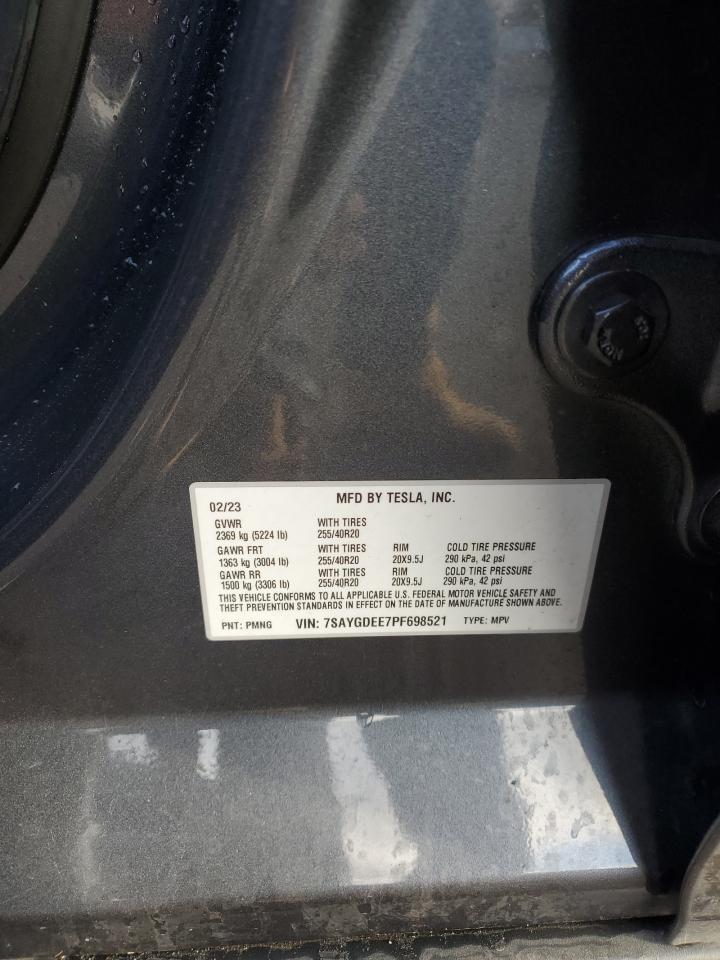 2023 TESLA MODEL Y VIN:7SAYGDEE7PF698521