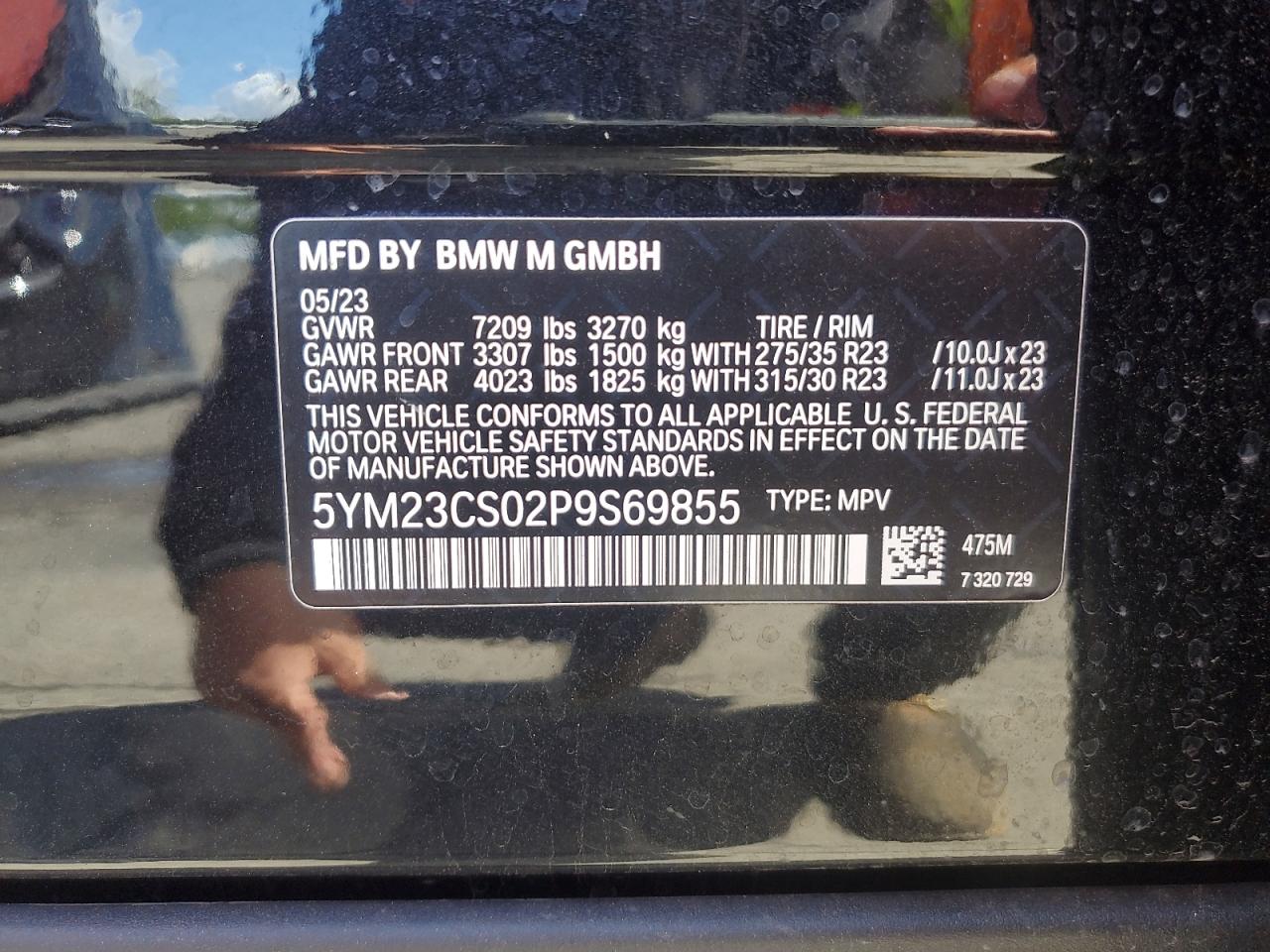 2023 BMW XM VIN:5YM23CS02P9S69855