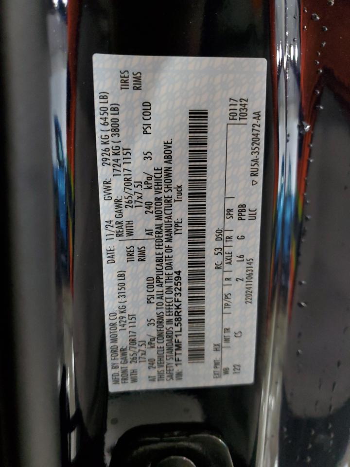 2024 FORD F150 XL VIN:1FTMF1L58RKF32594