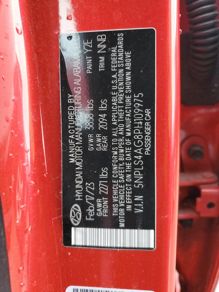 2023 HYUNDAI ELANTRA SEL VIN:5NPLS4AG8PH109975