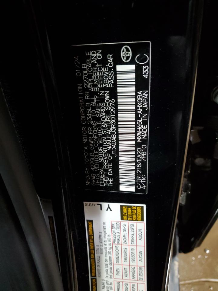 2024 TOYOTA PRIUS LE VIN:JTDADABU3R3012976