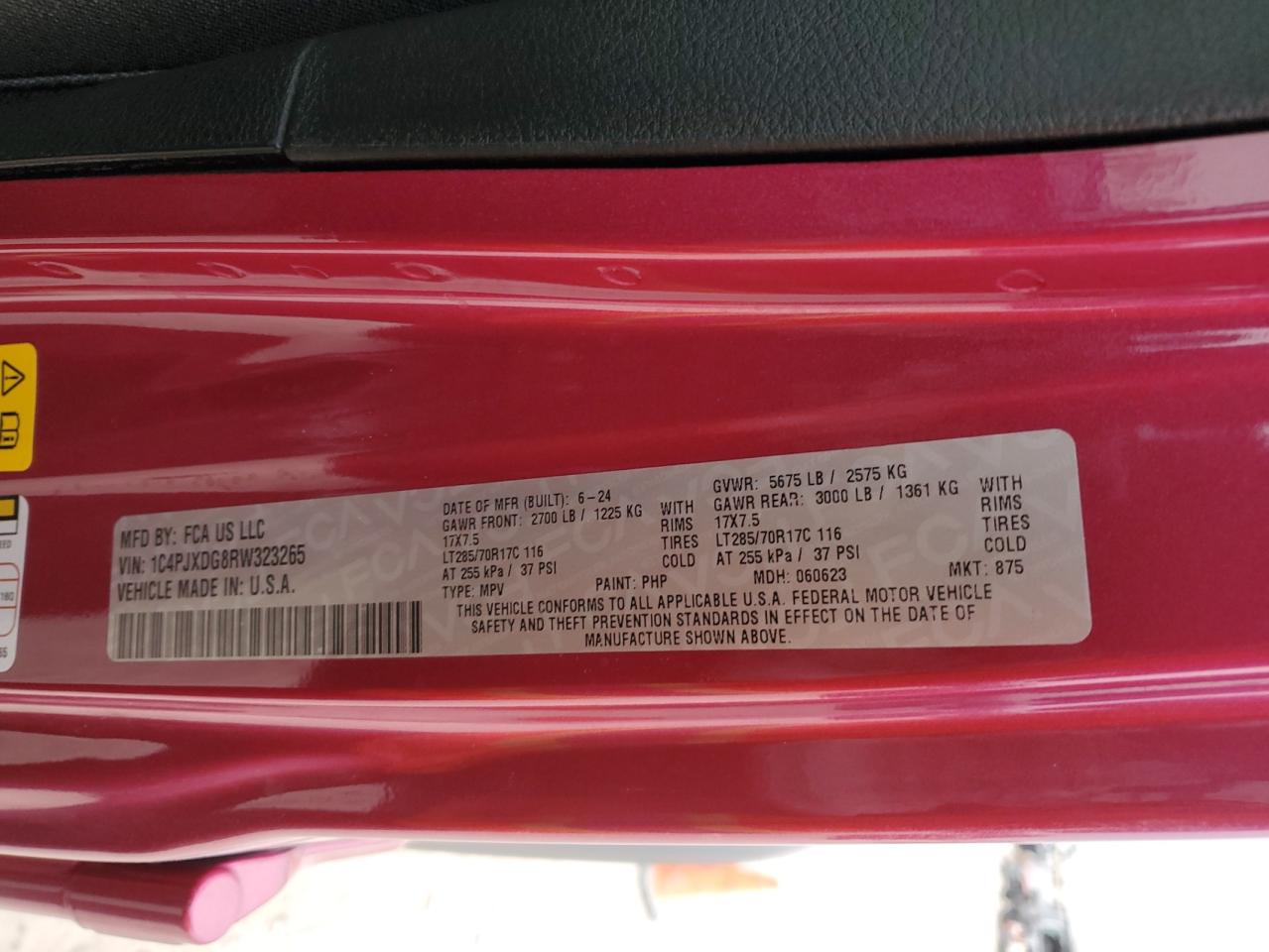 2024 JEEP WRANGLER SPORT VIN:1C4PJXDG8RW323265