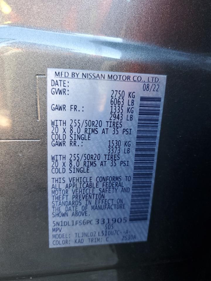 2023 INFINITI QX60 LUXE VIN:5N1DL1FS6PC331905