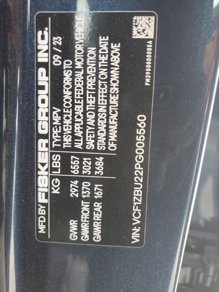 2023 FISKER INC. OCEAN OCEAN ONE VIN:VCF1ZBU22PG005560