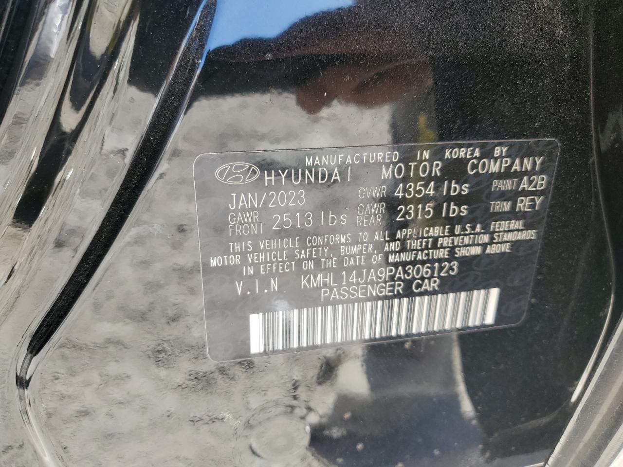 2023 HYUNDAI SONATA SEL VIN:KMHL14JA9PA306123