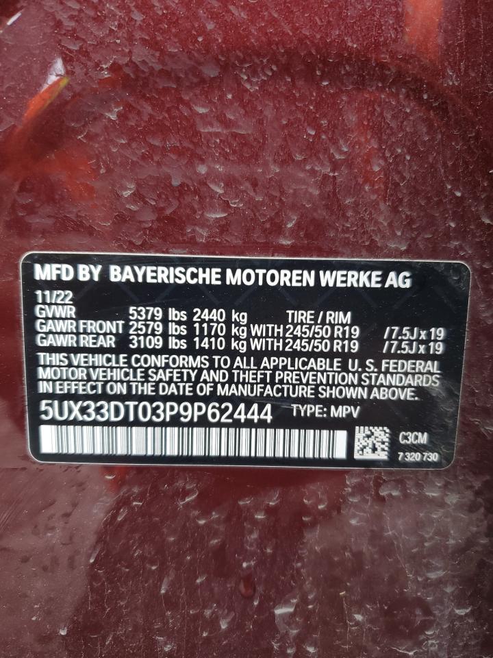 2023 BMW X4 XDRIVE30I VIN:5UX33DT03P9P62444