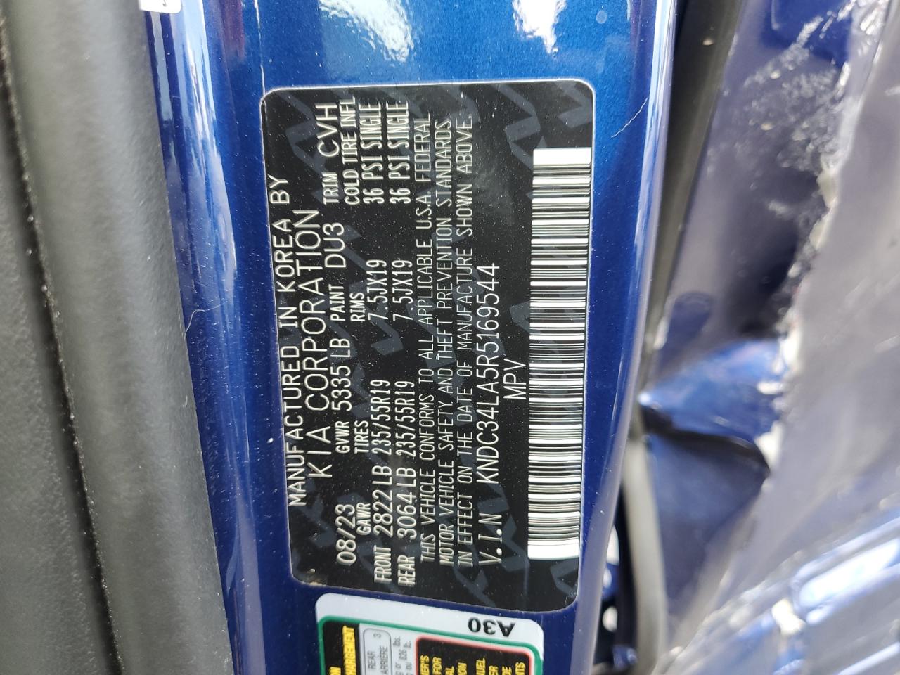 2024 KIA EV6 LIGHT VIN:KNDC34LA5R5169544