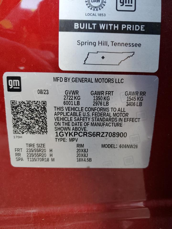 2024 CADILLAC XT6 PREMIUM LUXURY VIN:1GYKPCRS6RZ708900
