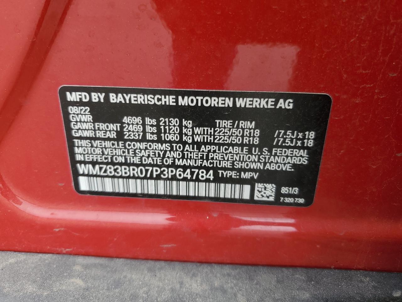 2023 MINI COOPER S COUNTRYMAN ALL4 VIN:WMZ83BR07P3P64784