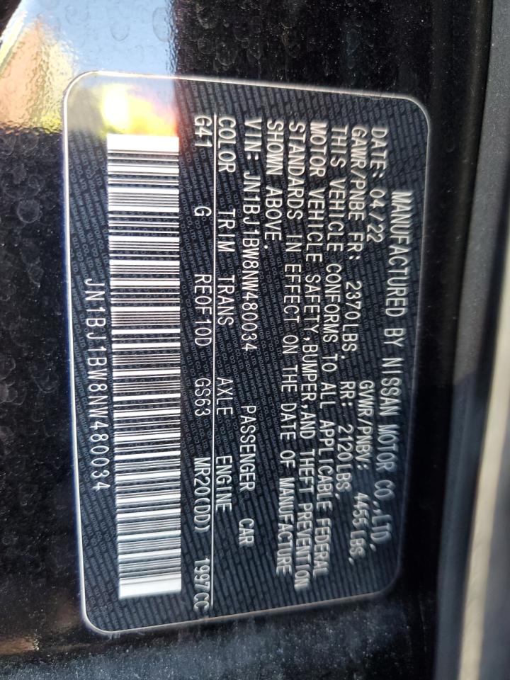 2022 NISSAN ROGUE SPORT SV VIN:JN1BJ1BW8NW480034