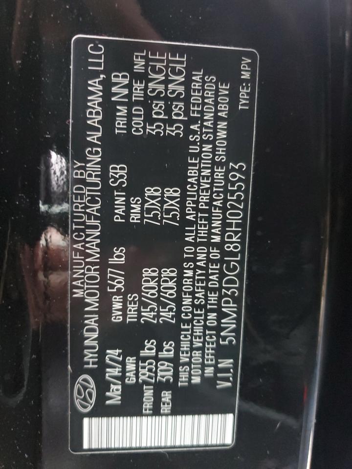 2024 HYUNDAI SANTA FE XRT VIN:5NMP3DGL8RH025593