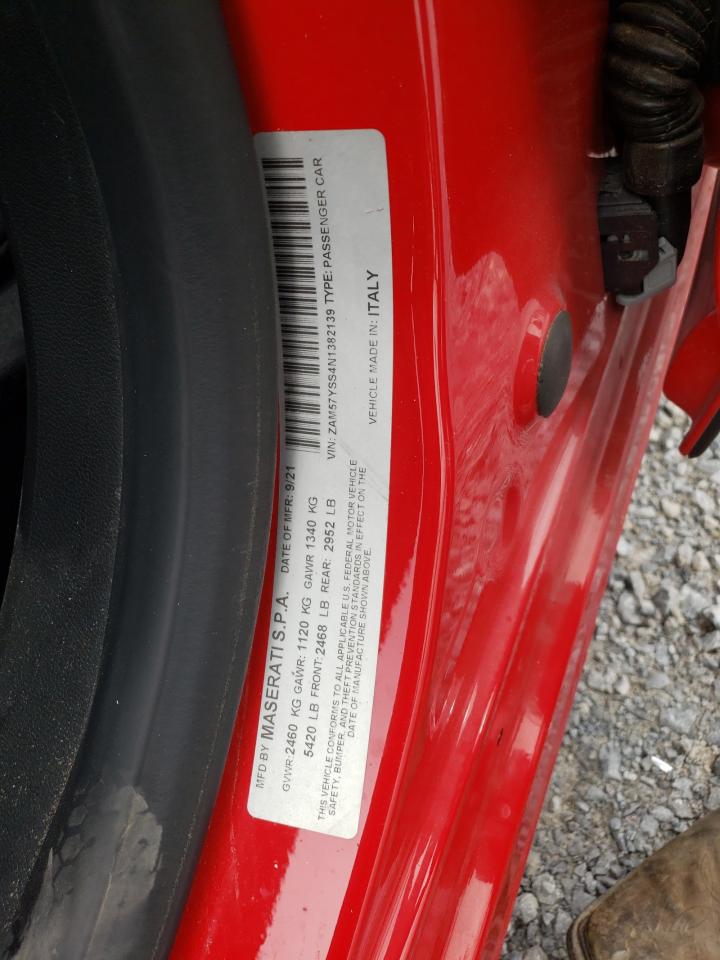 2022 MASERATI GHIBLI MC EDITION VIN:ZAM57YSS4N1382139