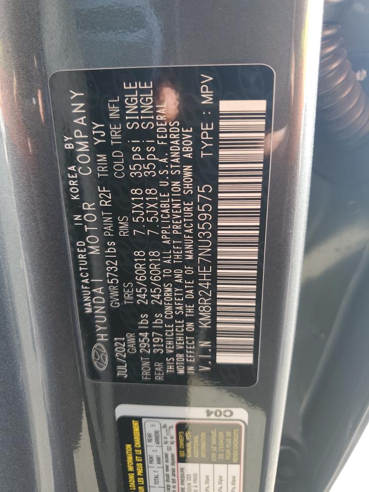 2022 HYUNDAI PALISADE SEL VIN:KM8R24HE7NU359575