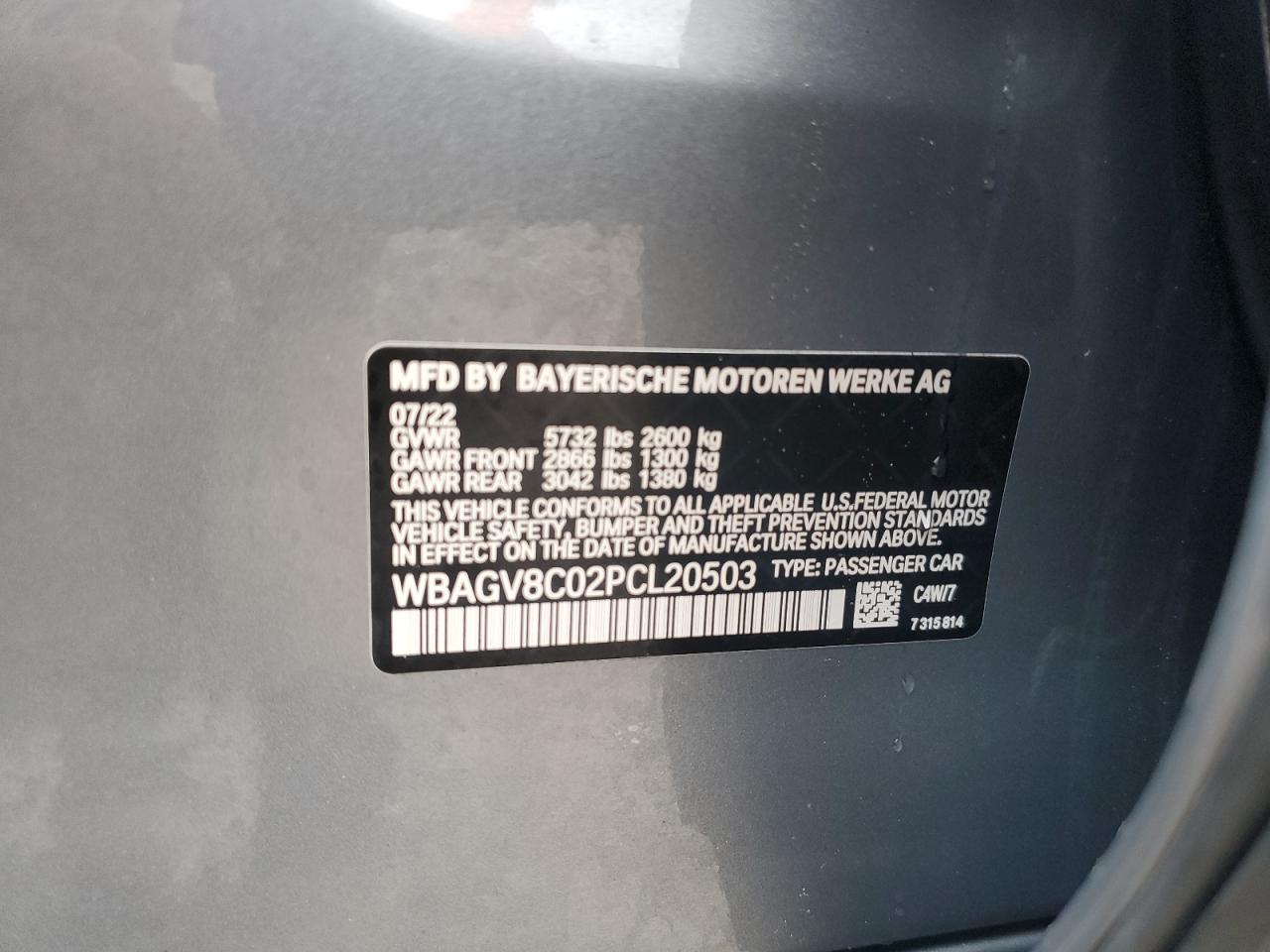 2023 BMW M850XI VIN:WBAGV8C02PCL20503