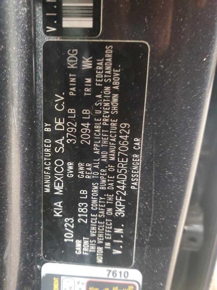 2024 KIA FORTE LX VIN:3KPF24AD5RE706429