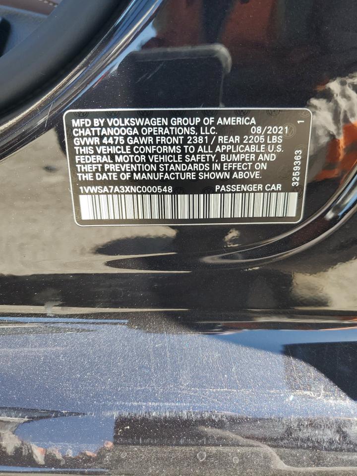 2022 VOLKSWAGEN PASSAT SE VIN:1VWSA7A3XNC000548