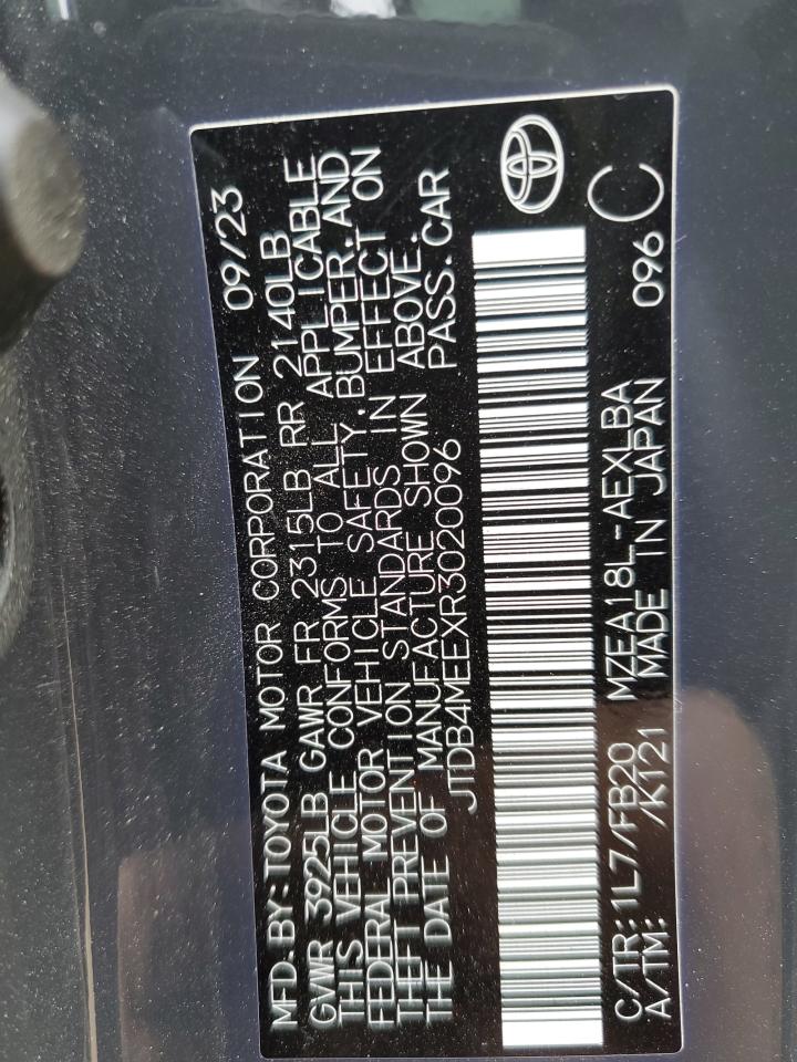 2024 TOYOTA COROLLA LE VIN:JTDB4MEEXR3020096