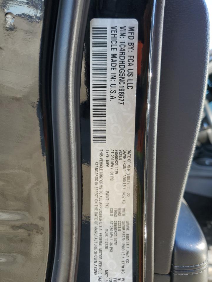 2022 DODGE DURANGO GT VIN:1C4RDHDG5NC198677